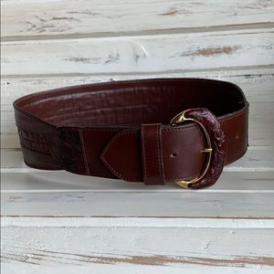 Brown Leather Crocodile Belt NWOT